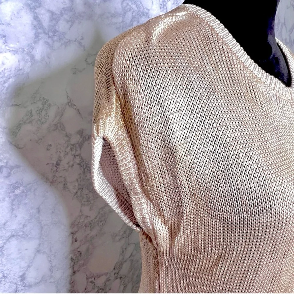 Jessica Simpson Gold Metallic Knit Top Women’s Small Y2K Shimmer Blouse